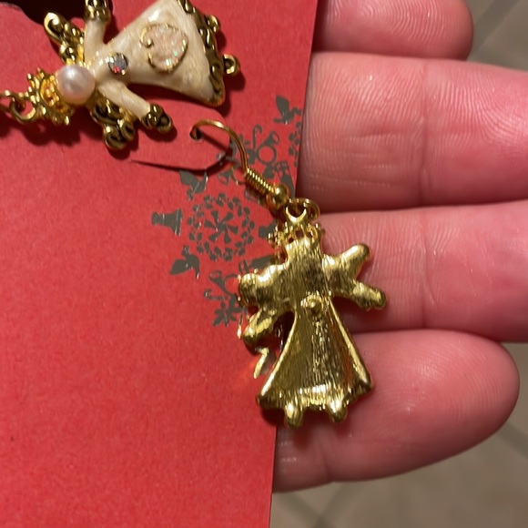 Happy Holidays Angel Earrings - Faux Pearl / Enamel - Picture 4 of 8